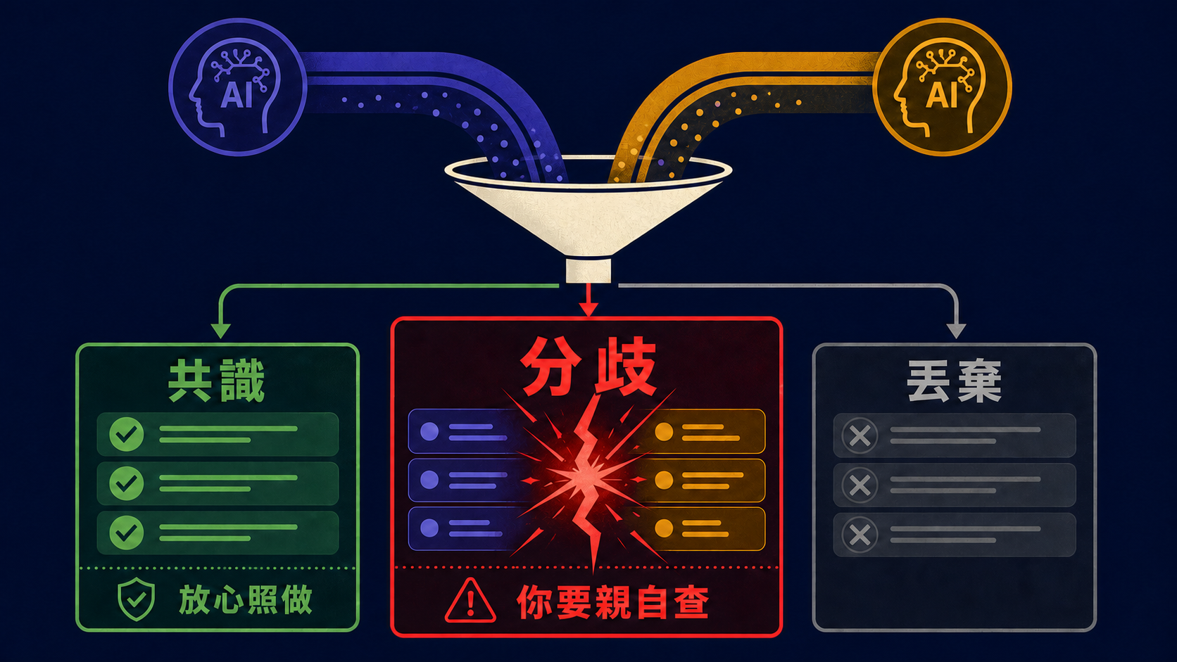 模型融合的三種產出:共識、分歧、丟棄