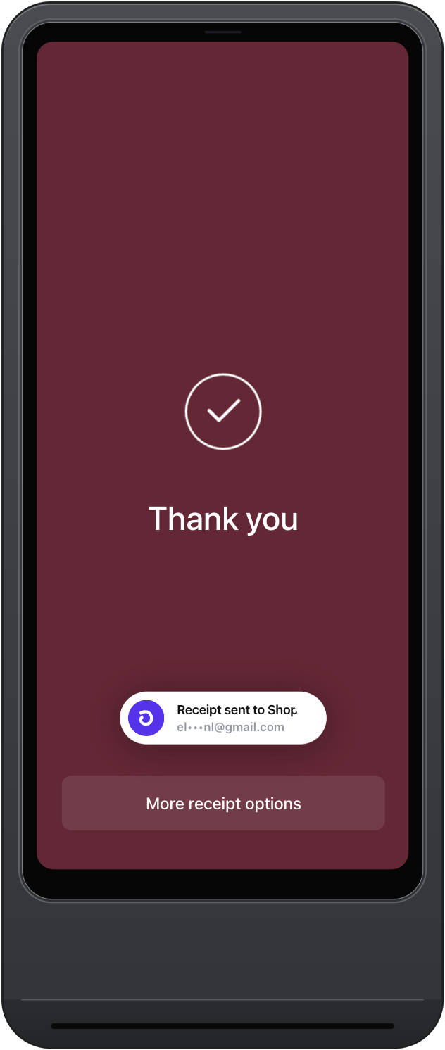 Victa Mobile 感謝畫面跳出 Shop app 收據通知