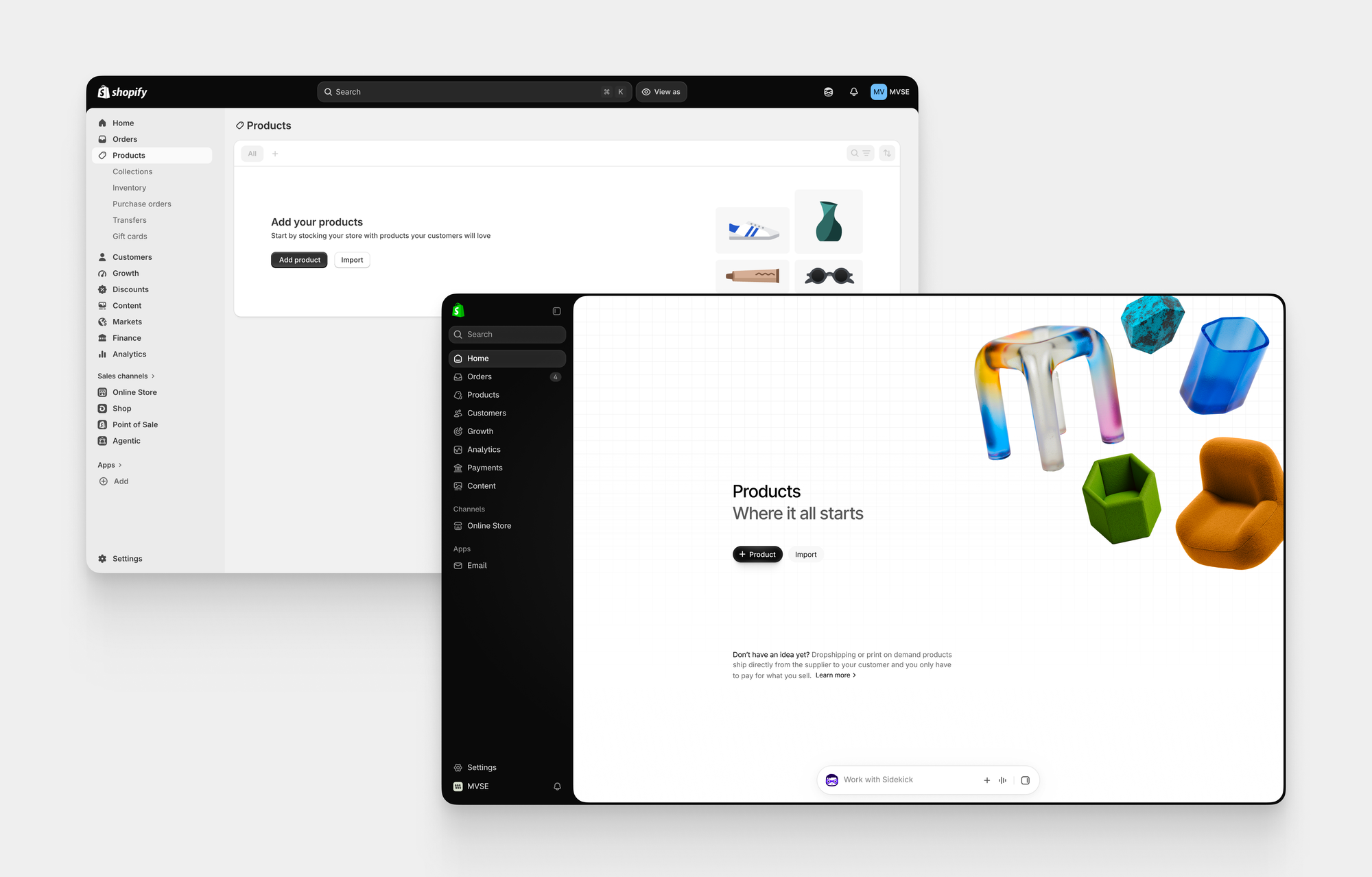 改版前後的 Shopify 後台商品頁對照