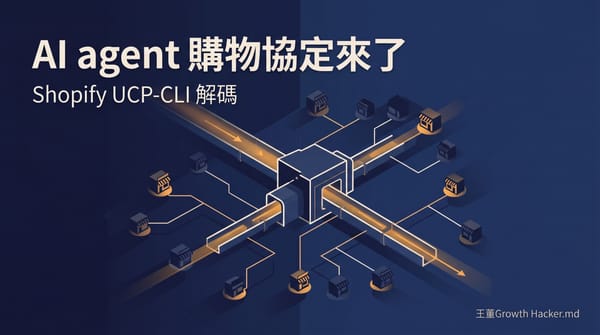 Shopify UCP-CLI 解碼封面：AI agent 透過 Universal Commerce Protocol 開放協定串接百萬家商家的概念圖